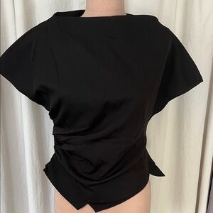 Commense Black Draped Women's Blouse nwt L